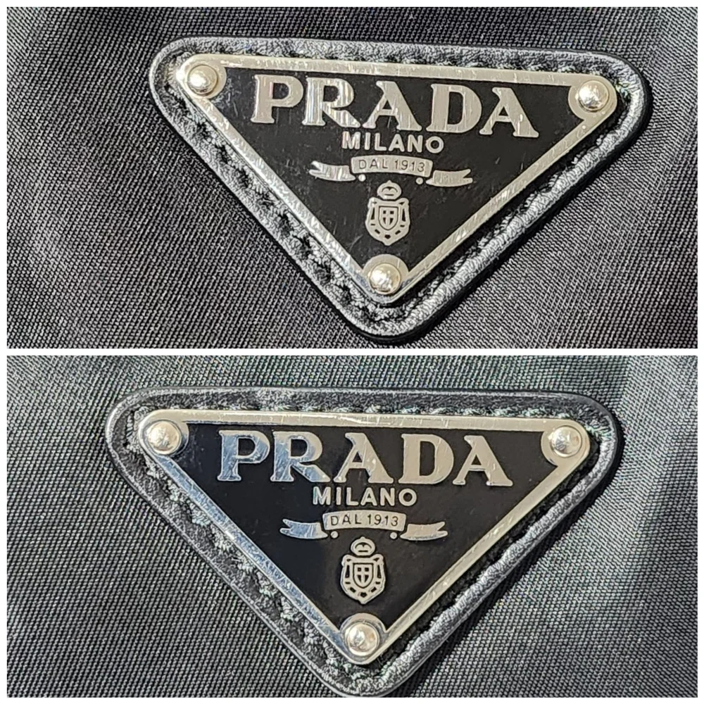 PRADA Tessuto Nylon Studded New Vela Hobo Bag Black
